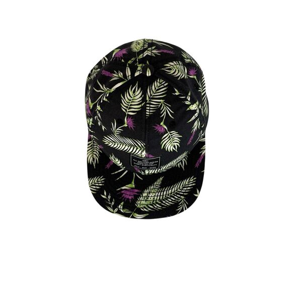 HM‎ Tropical Print Adjustable Snapback Hat Black/Purple/Green Leaf Design Unisex - Picture 10 of 10